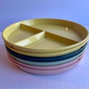 Set of 6 Multicolor Divided Dinner Plates Set